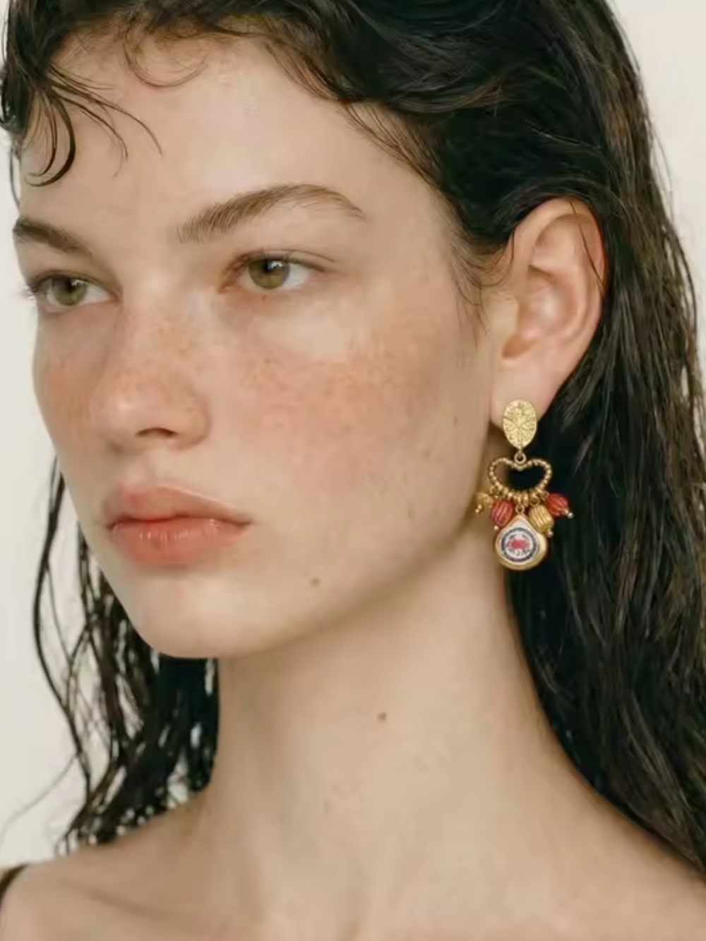 Nautical Chic Gold Drop Earrings With Crab Charms